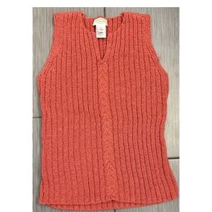 Talbots Coral Knit Sleeveless V-Neck Sweater Vest / top